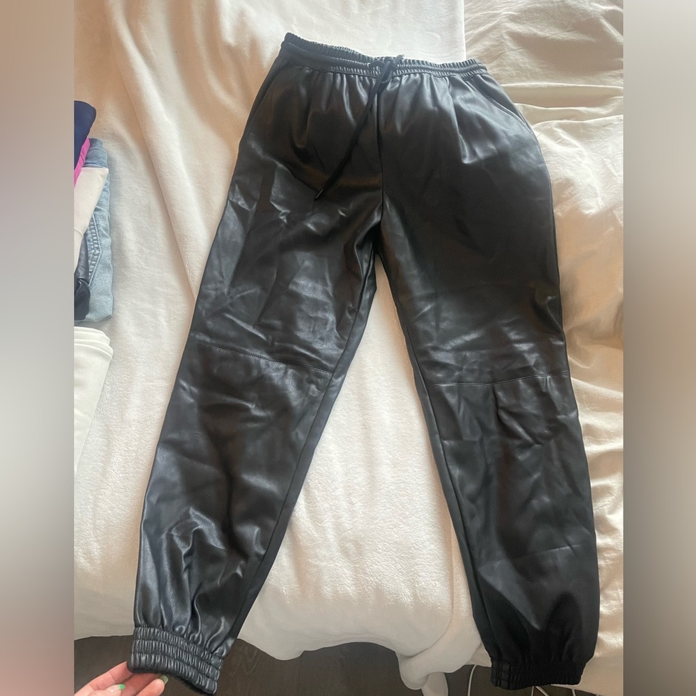 Zara faux leather joggers